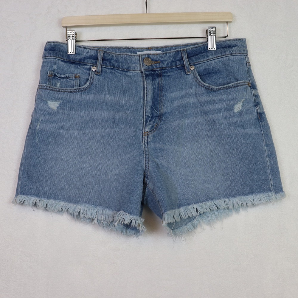 LOFT Blue Distressed Raw Hem Denim Jean Shorts Size 10 30